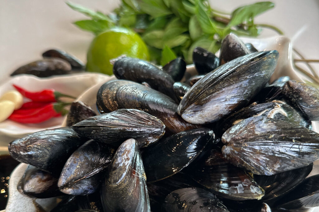 Blåskjell med thaibasilikum – Ingredienser