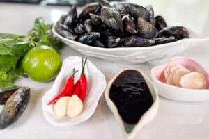 Bl&aring;skjell med thaibasilikum &ndash; Ingredienser